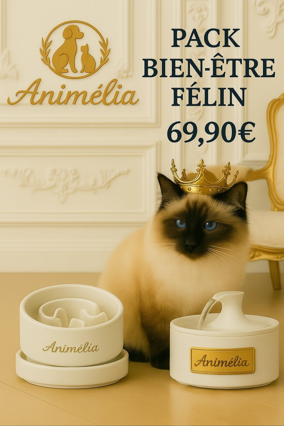 Pack Bien-être Félin – Fontaine + Gamelle Chic